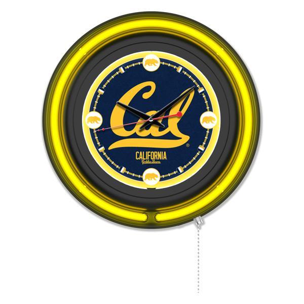 University of California 15" Neon Logo Wall Clock - Black Casing - Team Color Specific Neon Outer Ring 