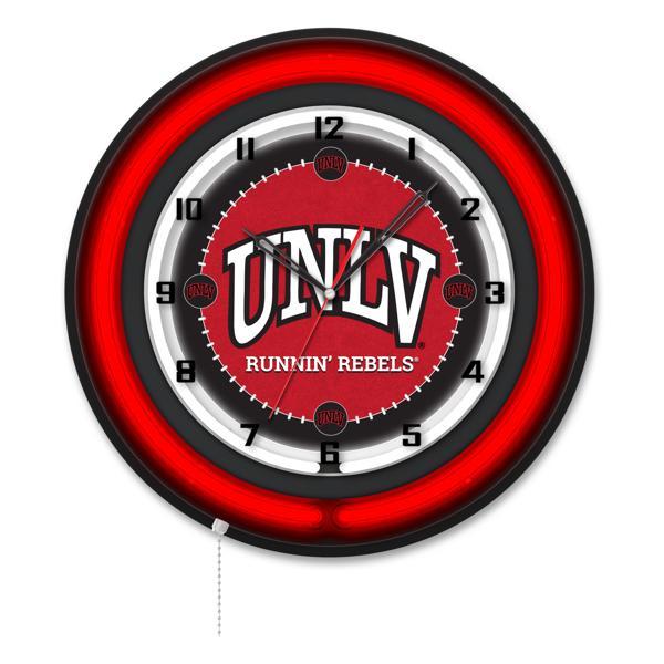 University of Nevada Las Vegas 19" Neon Logo Wall Clock - Black Casing - Team Color Specific Neon Outer Ring 