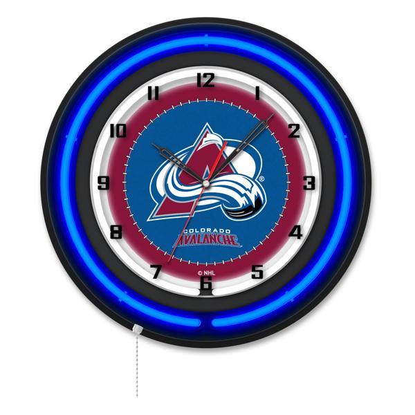 Colorado Avalanche 19" Neon Logo Wall Clock - Black Casing - Team Color Specific Neon Outer Ring 