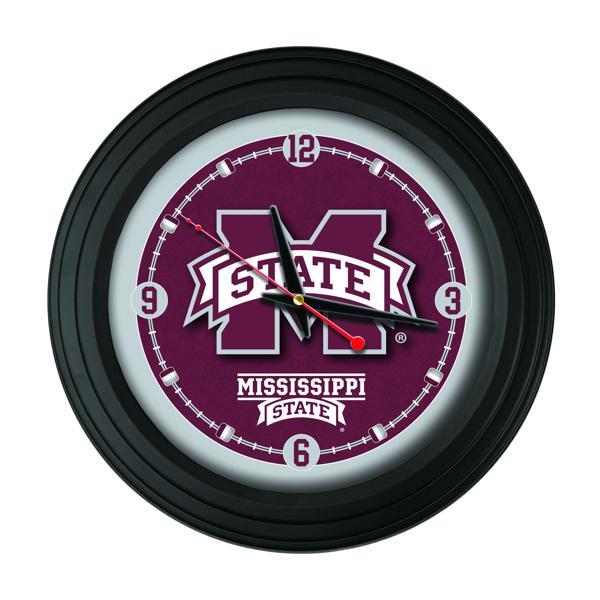 Traditional 15" Mississippi State University Traditional Wall Clock - Black - Officially Licensed - Vibrant Full Color Artwork 