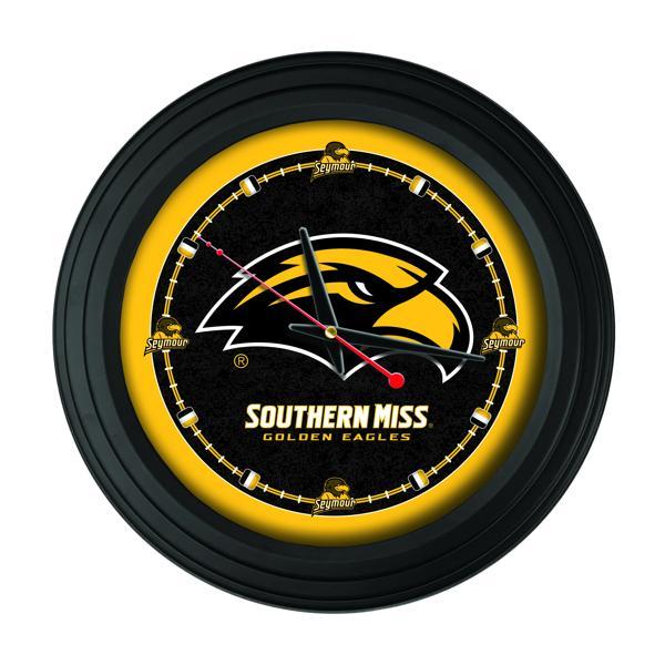 Traditional 15" University of Southern Mississippi Traditional Wall Clock - Black - Officially Licensed - Vibrant Full Color Artwork 