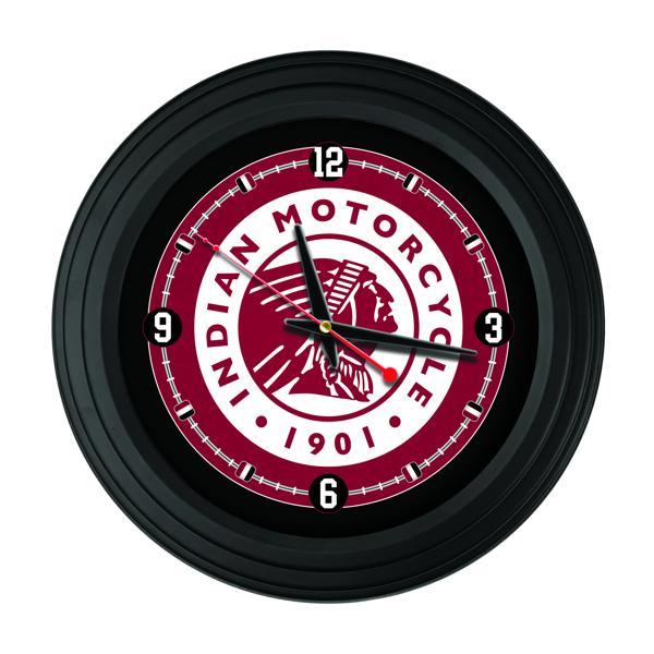 Traditional 15" Indian Motorcycle Traditional Wall Clock - Black - Officially Licensed - Vibrant Full Color Artwork - Logo 2 