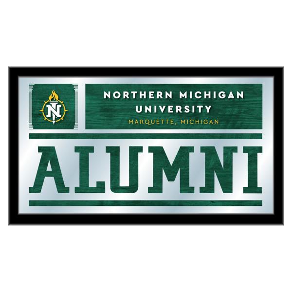 Northern Michigan University Alumni 26" x 15" Wall Mirror - Black Wood Frame - Vibrant Full Color Artwork 