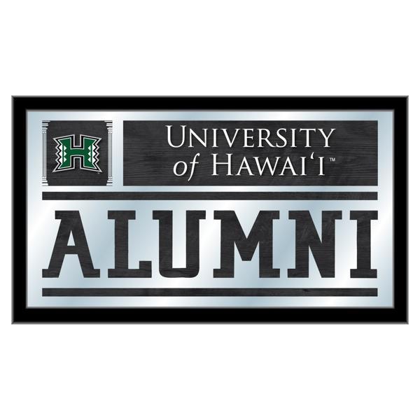 University of Hawaii Alumni 26" x 15" Wall Mirror - Black Wood Frame - Vibrant Full Color Artwork 