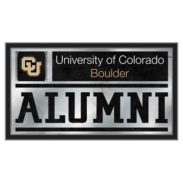 University of Colorado Alumni 26" x 15" Wall Mirror - Black Wood Frame - Vibrant Full Color Artwork 