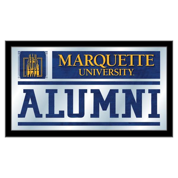 Marquette University Alumni 26" x 15" Wall Mirror - Black Wood Frame - Vibrant Full Color Artwork 