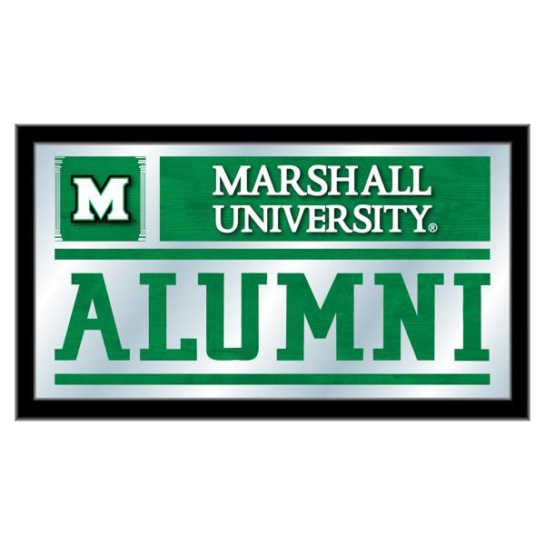 Marshall University Alumni 26" x 15" Wall Mirror - Black Wood Frame - Vibrant Full Color Artwork 