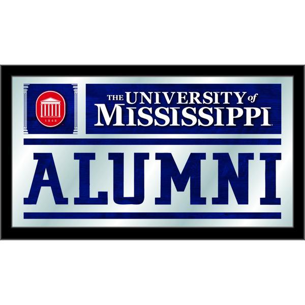 University of Mississippi Alumni 26" x 15" Wall Mirror - Black Wood Frame - Vibrant Full Color Artwork 