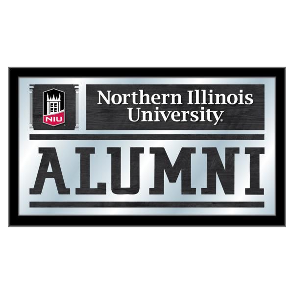 University of Northern Illinois Alumni 26" x 15" Wall Mirror - Black Wood Frame - Vibrant Full Color Artwork 