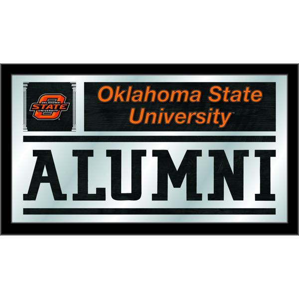 Oklahoma State University Alumni 26" x 15" Wall Mirror - Black Wood Frame - Vibrant Full Color Artwork 