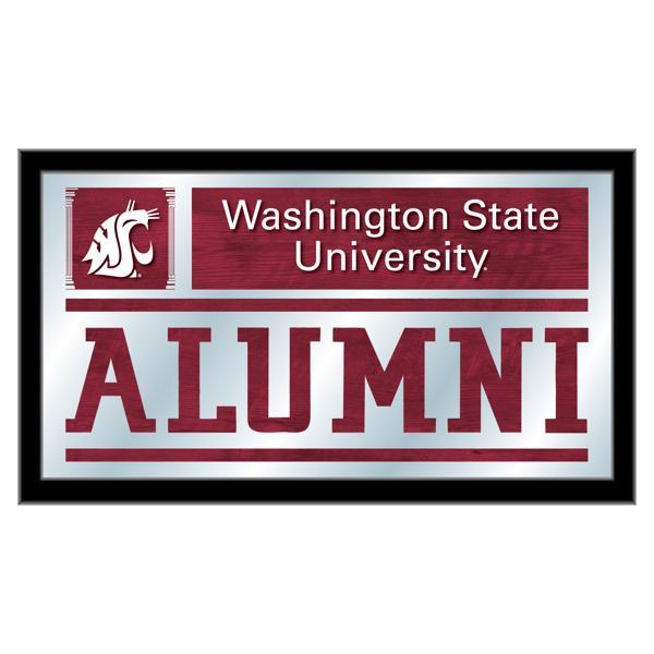 Washington State University Alumni 26" x 15" Wall Mirror - Black Wood Frame - Vibrant Full Color Artwork 