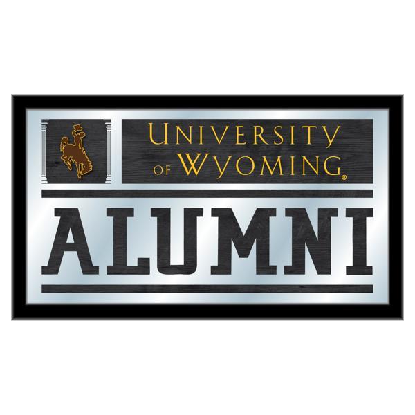 University of Wyoming Alumni 26" x 15" Wall Mirror - Black Wood Frame - Vibrant Full Color Artwork 