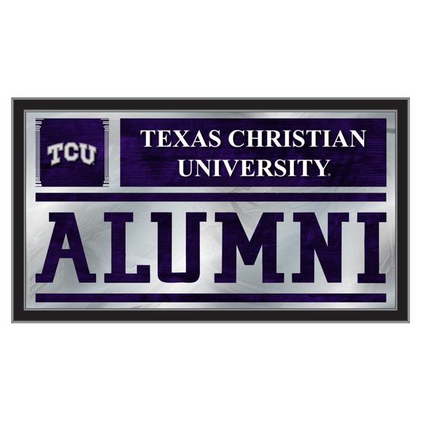 Texas Christian University Alumni 26" x 15" Wall Mirror - Black Wood Frame - Vibrant Full Color Artwork 
