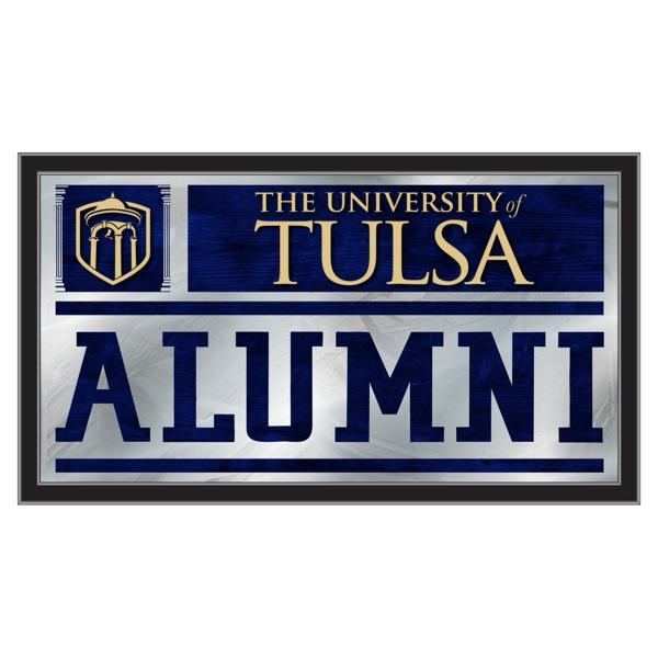 University of Tulsa Alumni 26" x 15" Wall Mirror - Black Wood Frame - Vibrant Full Color Artwork 