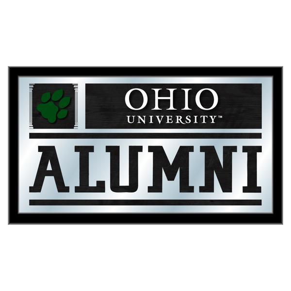 Ohio University Alumni 26" x 15" Wall Mirror - Black Wood Frame - Vibrant Full Color Artwork 