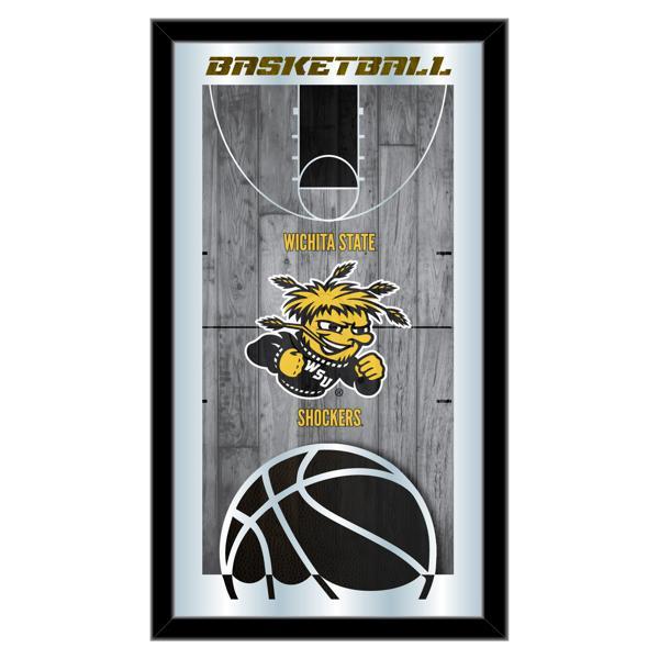 Wichita State University Basketball Wall Mirror - 15" x 26" - Black Wood Frame - Officially Licensed 