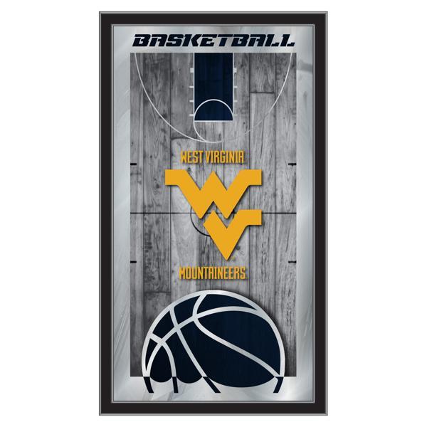 West Virginia University Basketball Wall Mirror - 15" x 26" - Black Wood Frame - Officially Licensed 