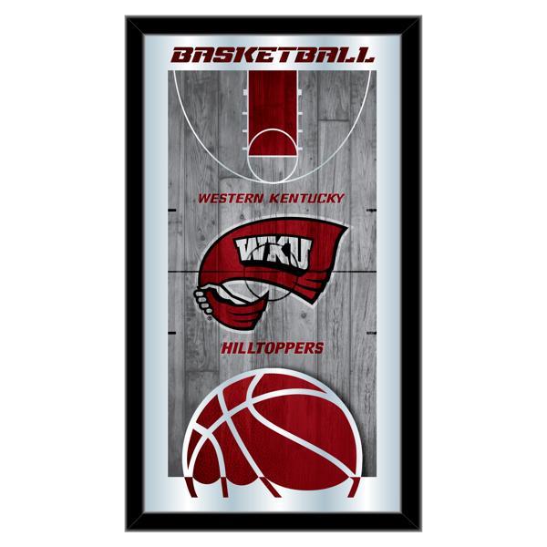 Western Kentucky University Basketball Wall Mirror - 15" x 26" - Black Wood Frame - Officially Licensed 