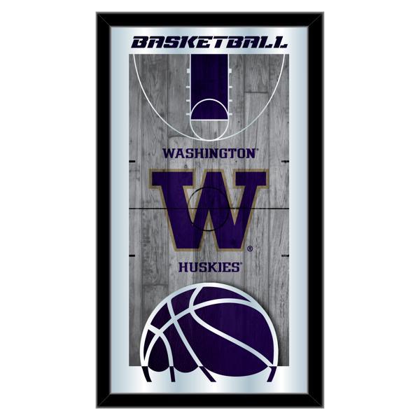 University of Washington Basketball Wall Mirror - 15" x 26" - Black Wood Frame - Officially Licensed 