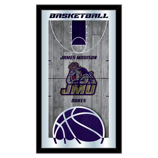 James Madison University Basketball Wall Mirror - 15" x 26" - Black Wood Frame - Officially Licensed 