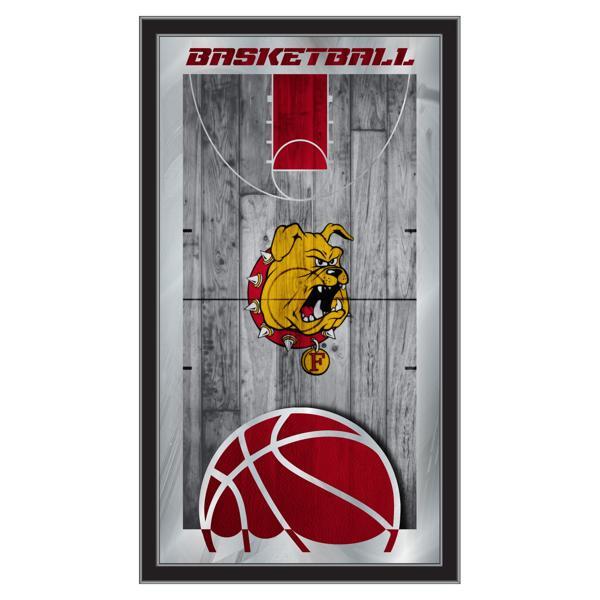 Ferris State University Basketball Wall Mirror - 15" x 26" - Black Wood Frame - Officially Licensed 