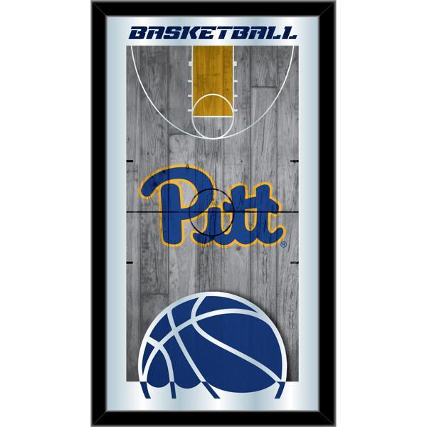 University of Pittsburgh Basketball Wall Mirror - 15" x 26" - Black Wood Frame - Officially Licensed 