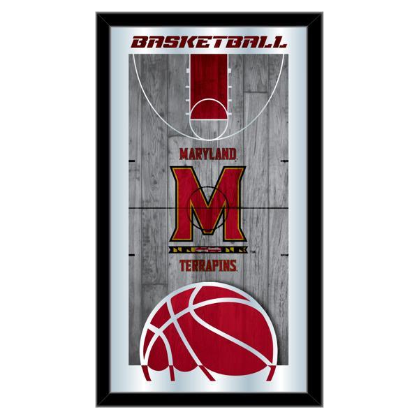 University of Maryland Basketball Wall Mirror - 15" x 26" - Black Wood Frame - Officially Licensed 