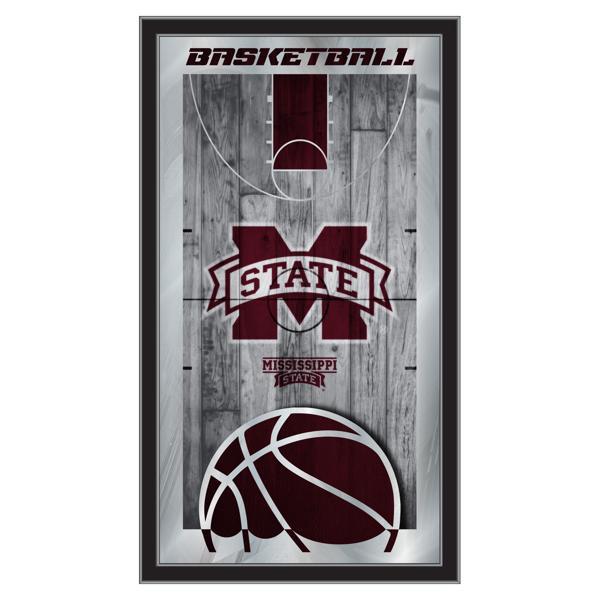 Mississippi State University Basketball Wall Mirror - 15" x 26" - Black Wood Frame - Officially Licensed 