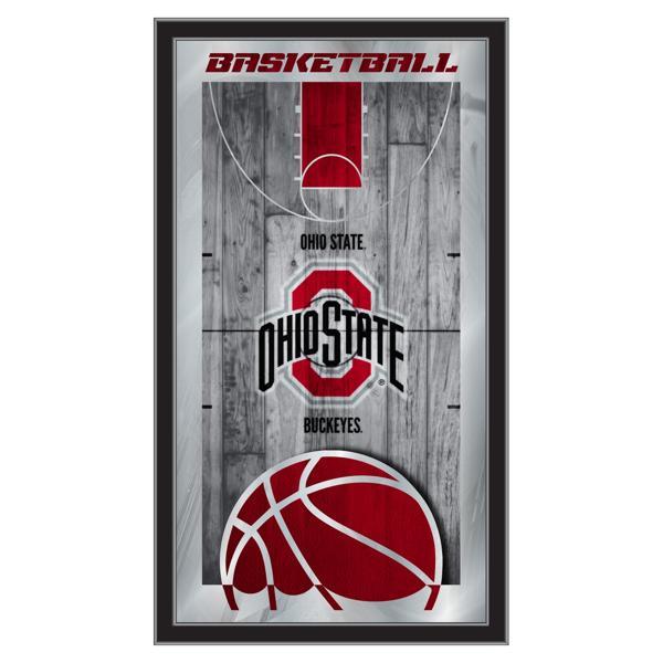 Ohio State University Basketball Wall Mirror - 15" x 26" - Black Wood Frame - Officially Licensed 