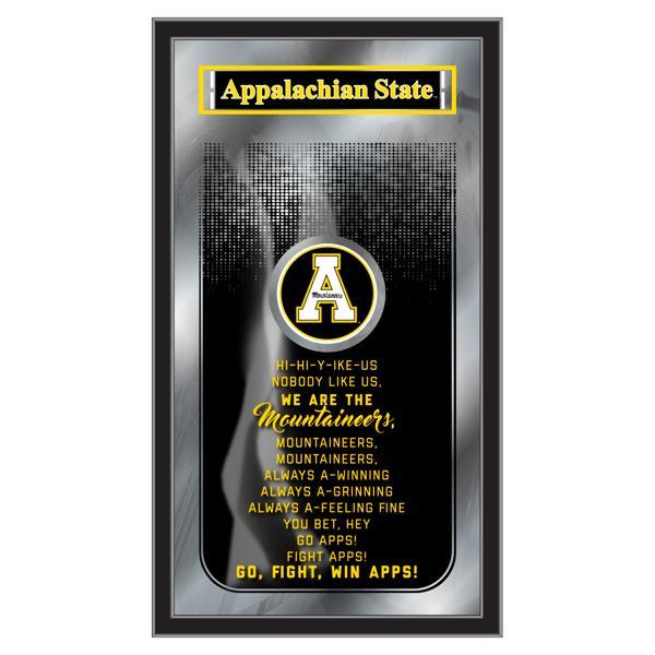 Appalachian State University Fight Song 26" x 15" Wall Mirror - Vibrant Full Color Artwork - Matt Black Wood Frame 