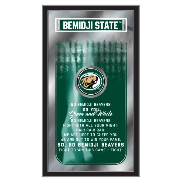 Bemidji State University Fight Song 26" x 15" Wall Mirror - Vibrant Full Color Artwork - Matt Black Wood Frame 