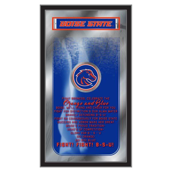 Boise State University Fight Song 26" x 15" Wall Mirror - Vibrant Full Color Artwork - Matt Black Wood Frame 