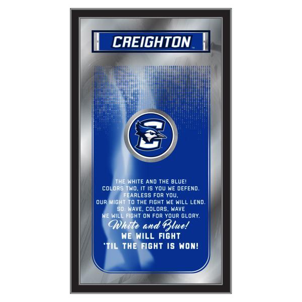 Creighton University Fight Song 26" x 15" Wall Mirror - Vibrant Full Color Artwork - Matt Black Wood Frame 