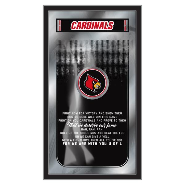 University of Louisville Fight Song 26" x 15" Wall Mirror - Vibrant Full Color Artwork - Matt Black Wood Frame 