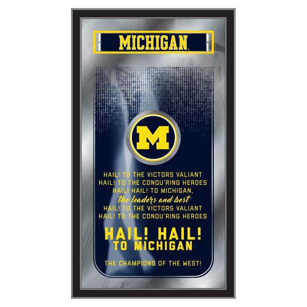 University of Michigan Fight Song 26" x 15" Wall Mirror - Vibrant Full Color Artwork - Matt Black Wood Frame 