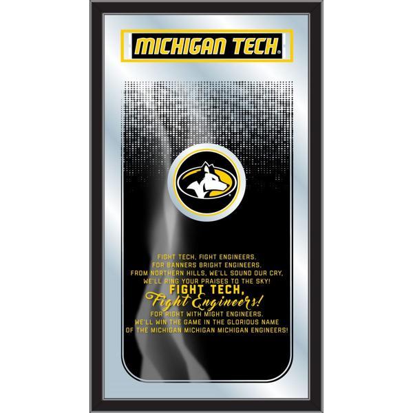 Michigan Tech University Fight Song 26" x 15" Wall Mirror - Vibrant Full Color Artwork - Matt Black Wood Frame 