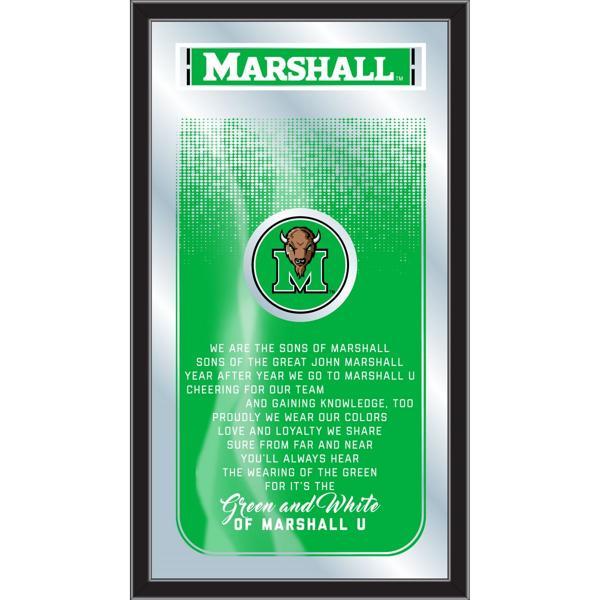 Marshall University Fight Song 26" x 15" Wall Mirror - Vibrant Full Color Artwork - Matt Black Wood Frame 