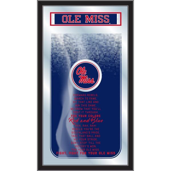 University of Mississippi Fight Song 26" x 15" Wall Mirror - Vibrant Full Color Artwork - Matt Black Wood Frame 