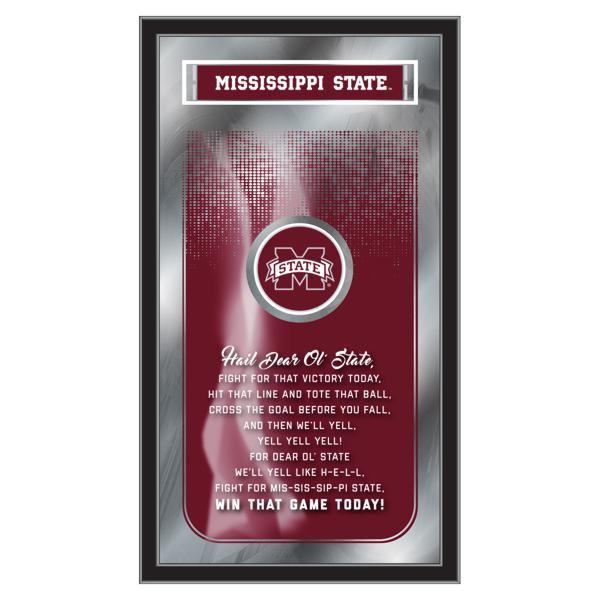 Mississippi State University Fight Song 26" x 15" Wall Mirror - Vibrant Full Color Artwork - Matt Black Wood Frame 