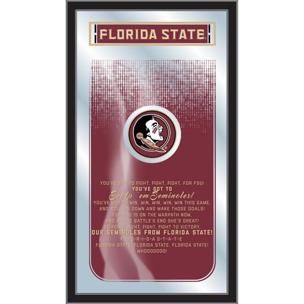 Florida State University Fight Song 26" x 15" Wall Mirror - Vibrant Full Color Artwork - Matt Black Wood Frame 