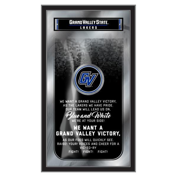 Grand Valley State University Fight Song 26" x 15" Wall Mirror - Vibrant Full Color Artwork - Matt Black Wood Frame 