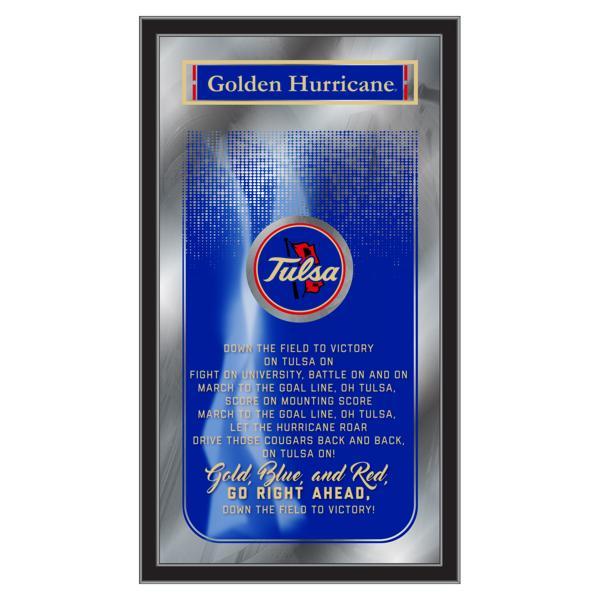 University of Tulsa Fight Song 26" x 15" Wall Mirror - Vibrant Full Color Artwork - Matt Black Wood Frame 