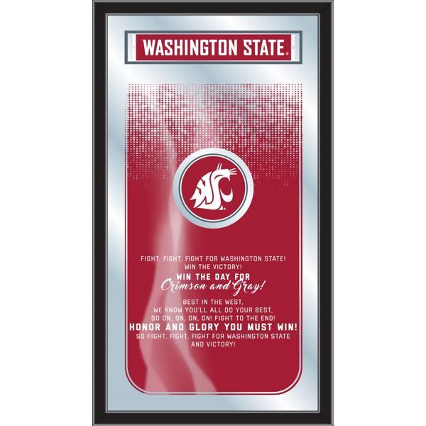 Washington State University Fight Song 26" x 15" Wall Mirror - Vibrant Full Color Artwork - Matt Black Wood Frame 