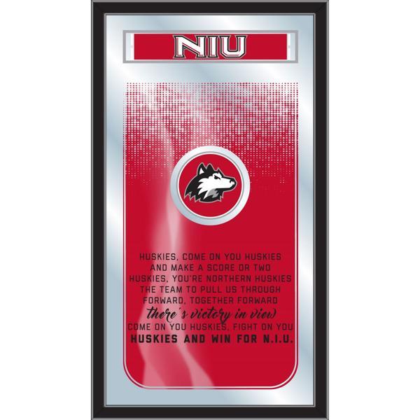 University of Northern Illinois Fight Song 26" x 15" Wall Mirror - Vibrant Full Color Artwork - Matt Black Wood Frame 