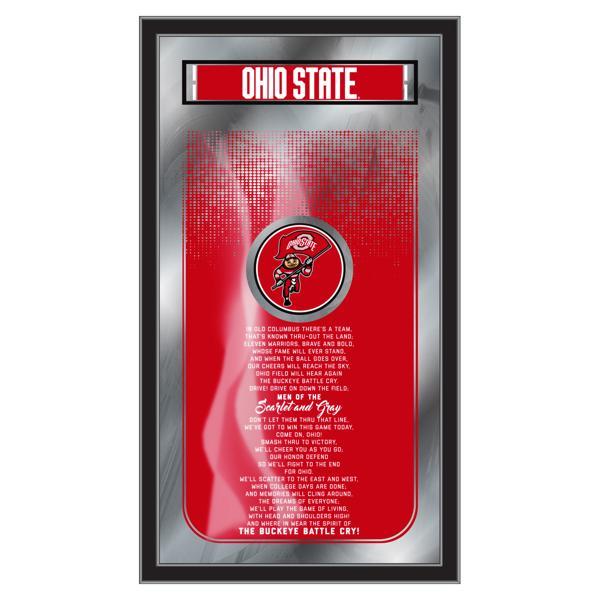 Ohio State University Fight Song 26" x 15" Wall Mirror - Vibrant Full Color Artwork - Matt Black Wood Frame 