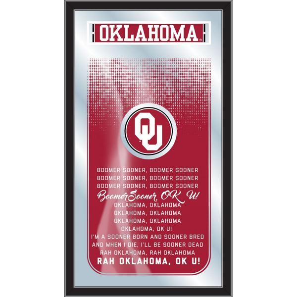 Oklahoma University Fight Song 26" x 15" Wall Mirror - Vibrant Full Color Artwork - Matt Black Wood Frame 