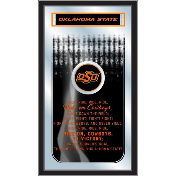 Oklahoma State University Fight Song 26" x 15" Wall Mirror - Vibrant Full Color Artwork - Matt Black Wood Frame 