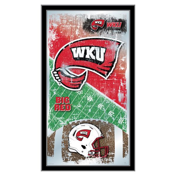 Western Kentucky University 15" x 26" Football Wall Mirror - Black Wood Frame - Officially Licensed 