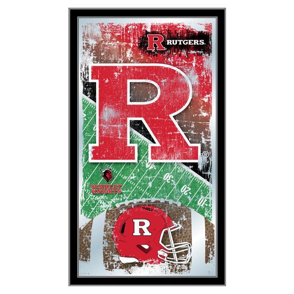 Rutgers 15" x 26" Football Wall Mirror - Black Wood Frame - Officially Licensed 