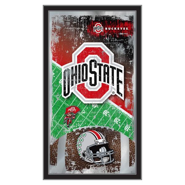 Ohio State University 15" x 26" Football Wall Mirror - Black Wood Frame - Officially Licensed 